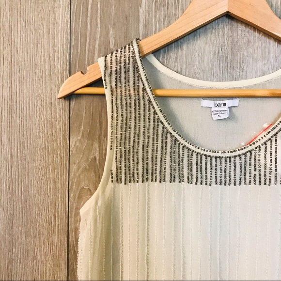 Bar III Embellished Sheer White Tank Blous… - Picture 2 of 10